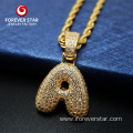 HipHop Bubble Round Initial Letter Pendant Necklace